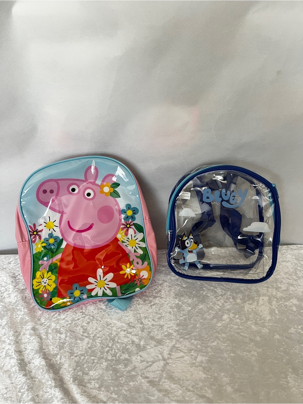 Two Mini Backpack Peppa Pig and Bluey Clear Bag Pink/Blue For Kids